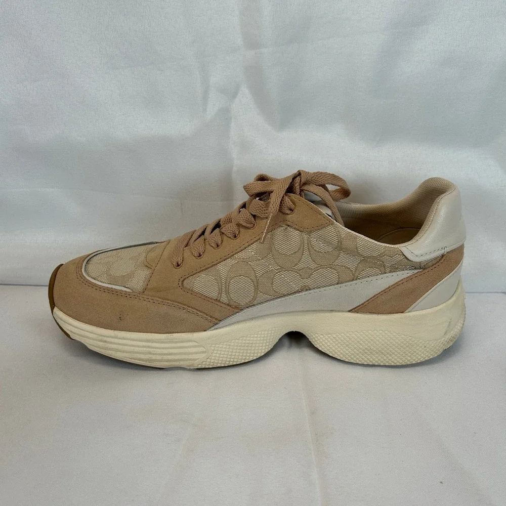 Coach C152 Sig Tech Runner Light Khaki Chalk G5057 Womens 11 B Sneaker